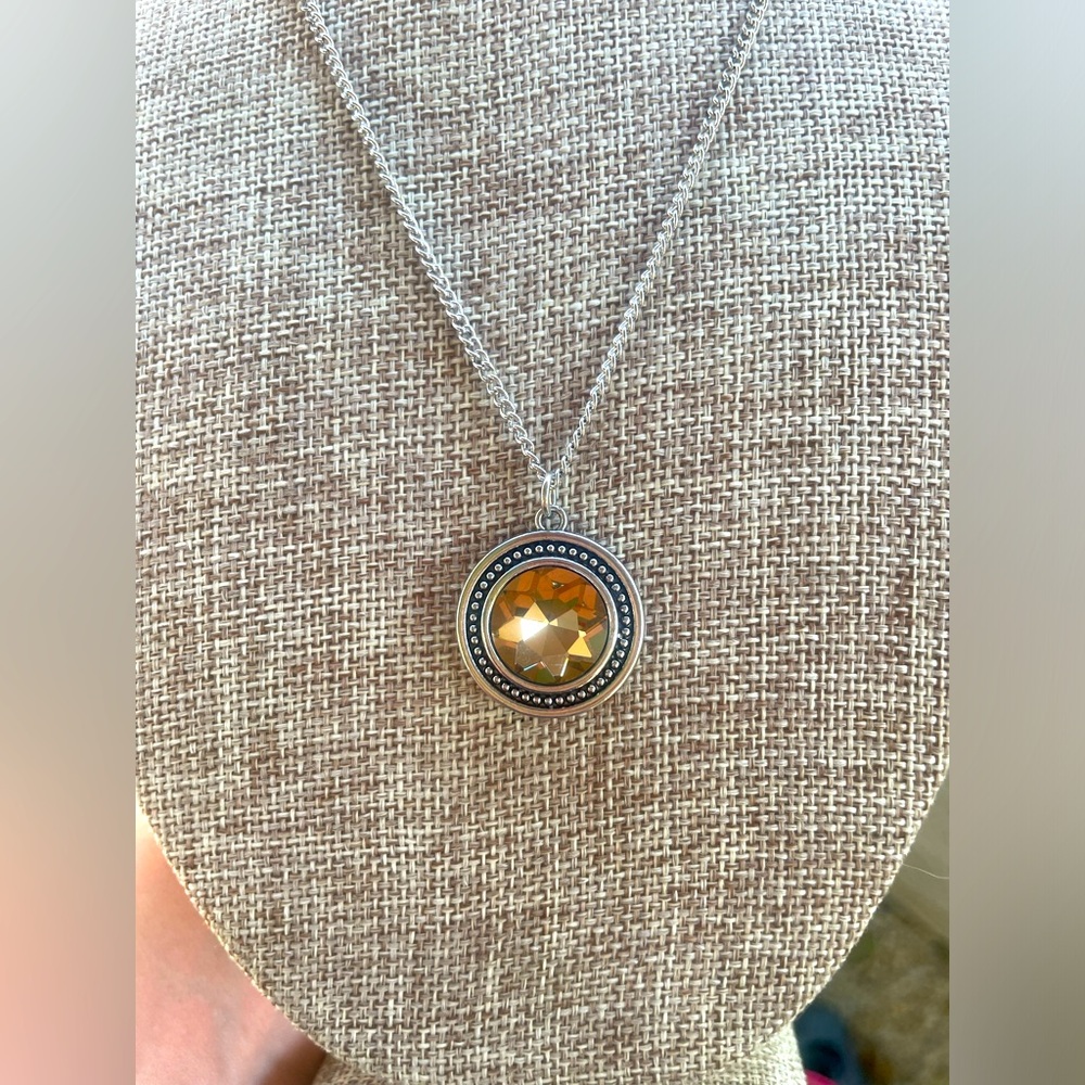 Ambers Colored Rhinestone Adjustable Necklace (20.5” longest)